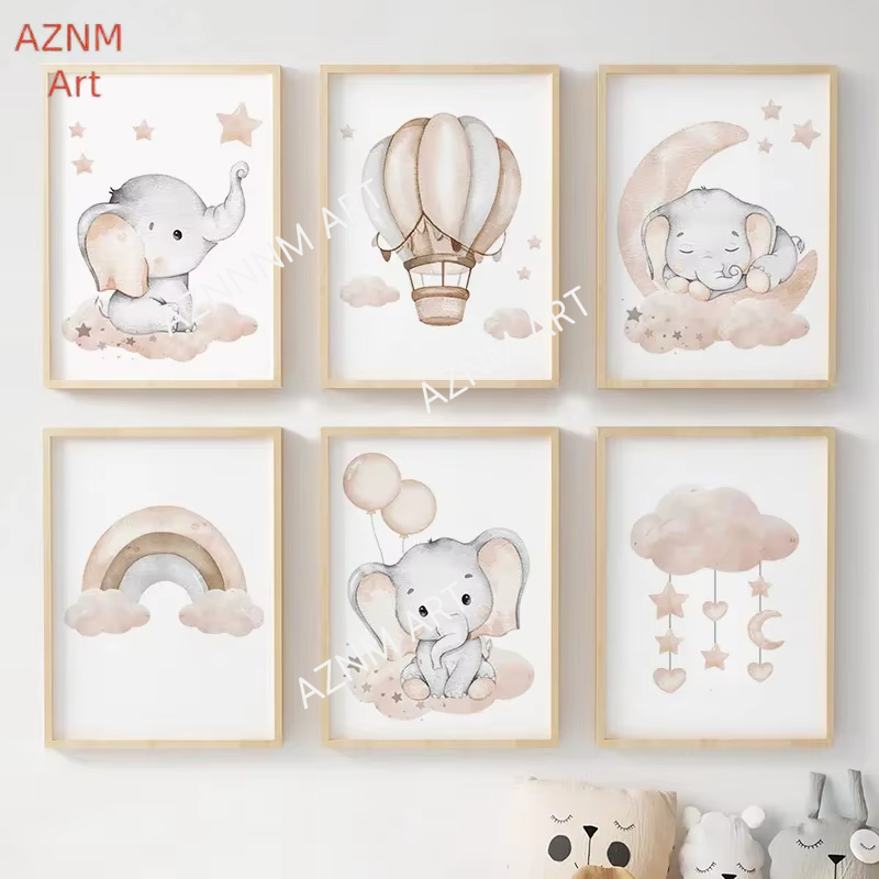 Home Improvement Kids - Elephant Balloon Rainbow Moon Stars Cloud