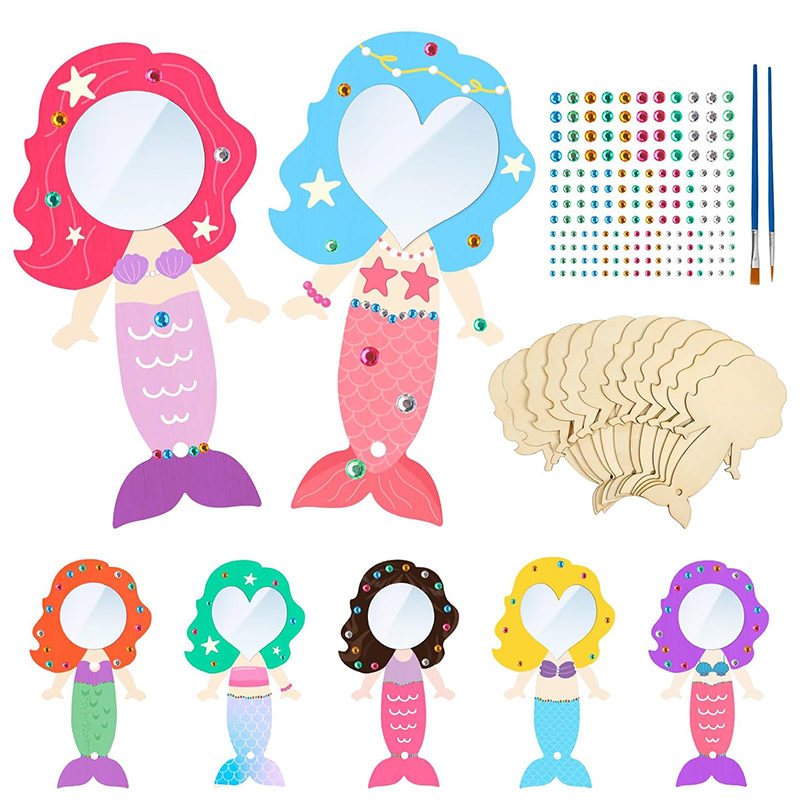 12PCS Mermaid Wooden Mirror Ha - đánh giá và giá Home Improvement Kids
